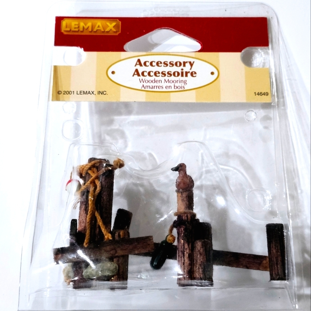Lemax Wood Mooring Accessory 14649 and Holiday Time Figurine 2001